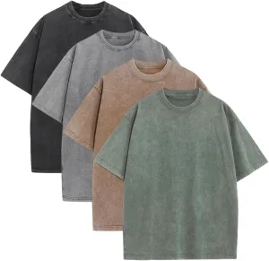 Oversized Tshirts for Men Gym Vintage Heavyweight T Shirts Cotton Workout Acid Wash Baggy Tees LTX006