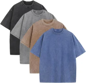 Oversized Tshirts for Men Gym Vintage Heavyweight T Shirts Cotton Workout Acid Wash Baggy Tees LTX006