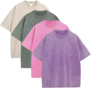 Oversized Tshirts for Men Gym Vintage Heavyweight T Shirts Cotton Workout Acid Wash Baggy Tees LTX006