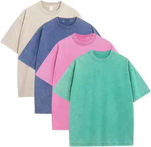 Oversized Tshirts for Men Gym Vintage Heavyweight T Shirts Cotton Workout Acid Wash Baggy Tees LTX006