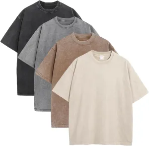 Oversized Tshirts for Men Gym Vintage Heavyweight T Shirts Cotton Workout Acid Wash Baggy Tees LTX006