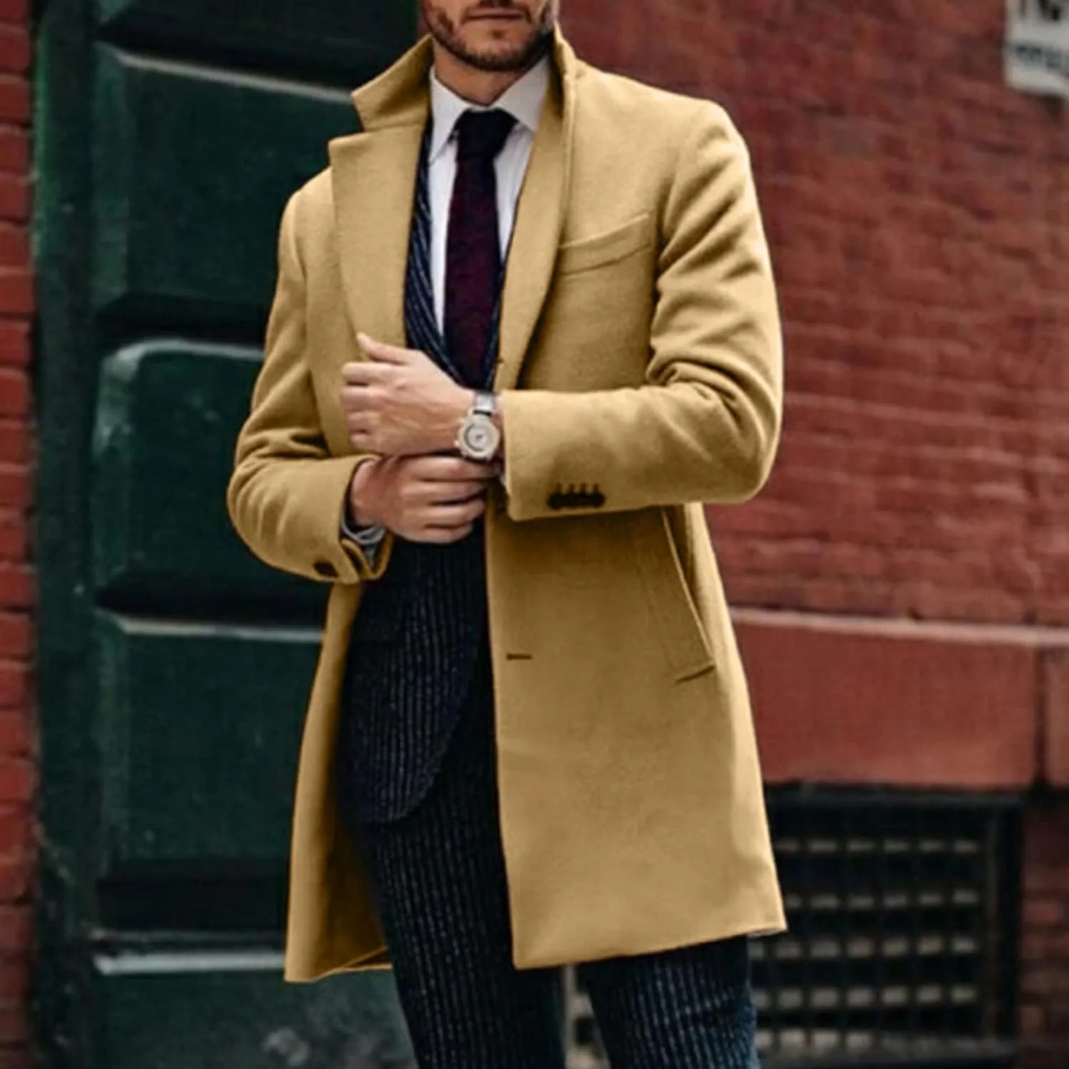 para Autumn and Winter Fashion Casual Solid Color Zippered Jacket Top Thick Coat Heavyweight T Shirts for Men Henley