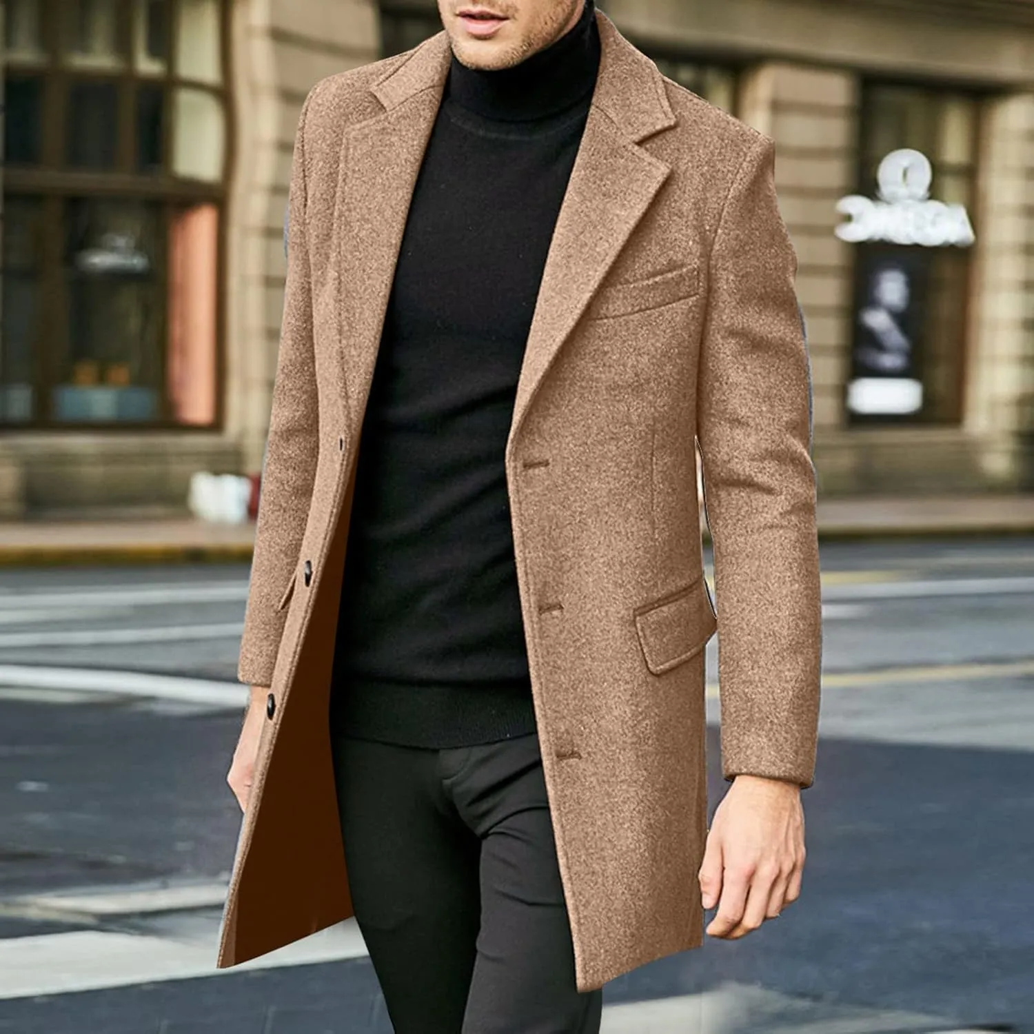 para Autumn and Winter Fashion Casual Solid Color Zippered Jacket Top Thick Coat Heavyweight T Shirts for Men Henley