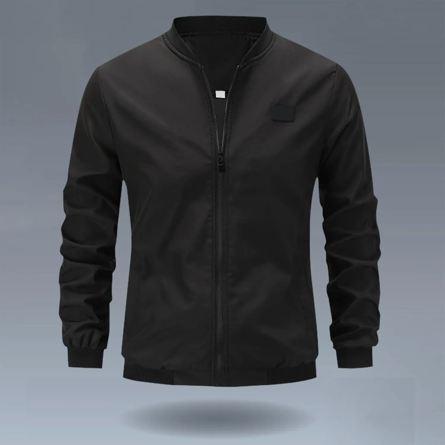 para Autumn and Winter Fashion Casual Solid Color Zippered Jacket Top Thick Coat Heavyweight T Shirts for Men Henley