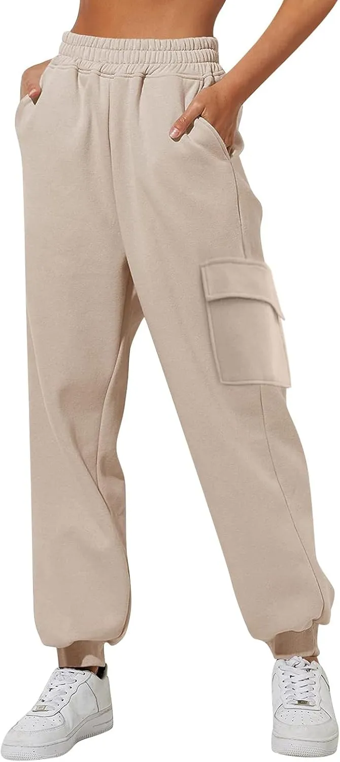 Plus Size Sweatpants for Women High Waisted Baggy Fall Winter Jogger Pants Y2k Trendy Comfy Fleece Lined Trouser with Pockets