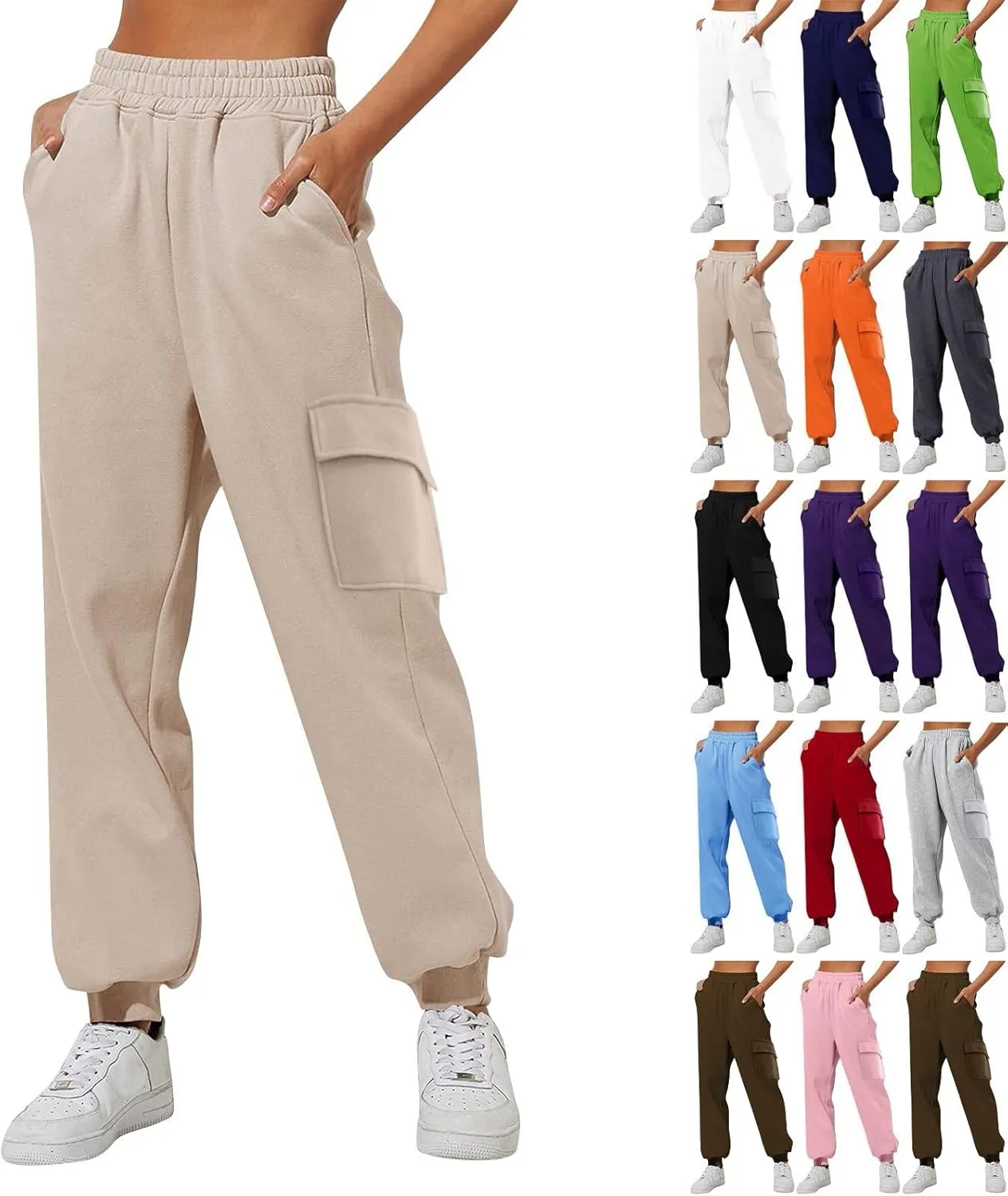 Plus Size Sweatpants for Women High Waisted Baggy Fall Winter Jogger Pants Y2k Trendy Comfy Fleece Lined Trouser with Pockets