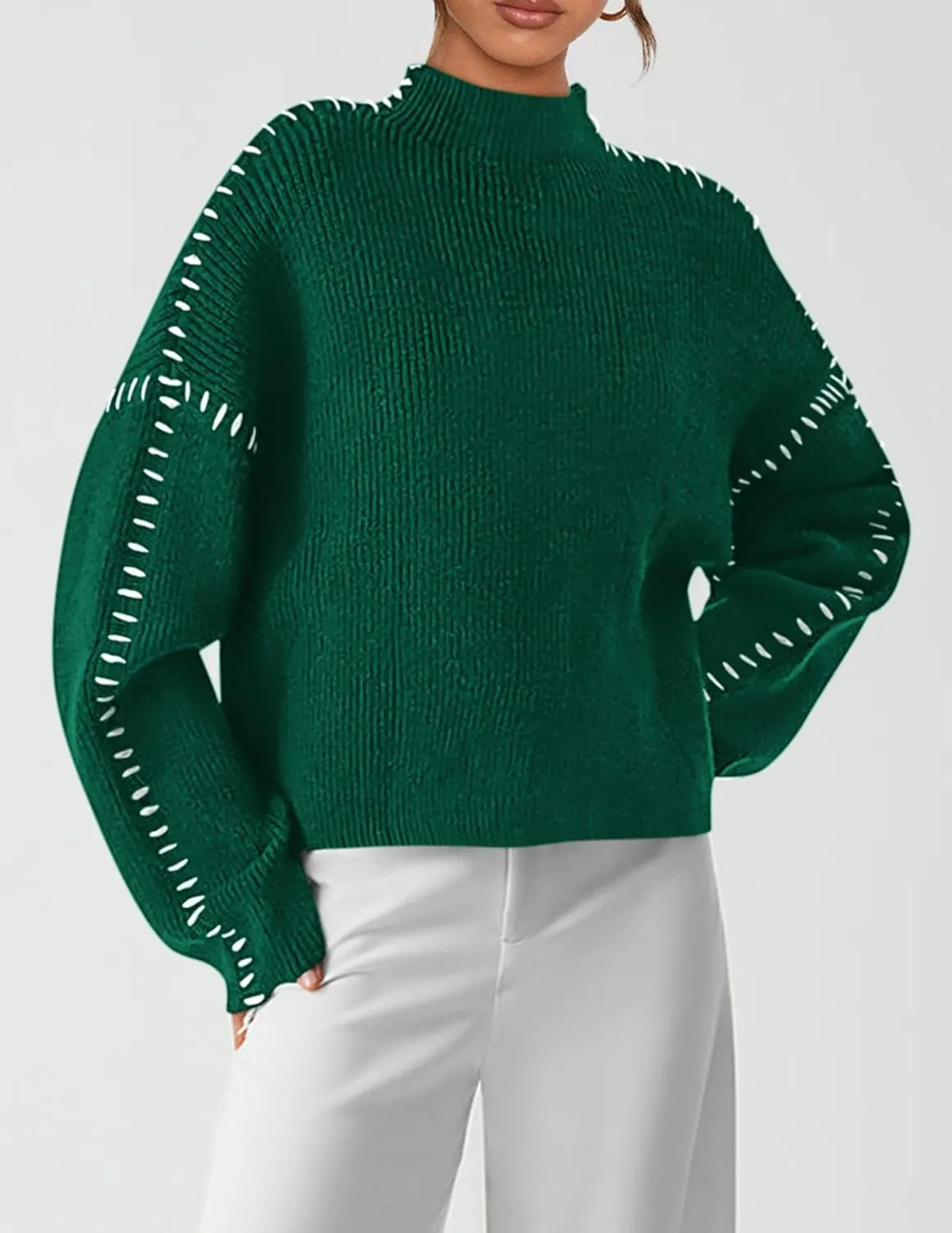 PRETTYGARDEN Women's Chunky Knit Winter Sweaters Casual Long Sleeve Mock Neck Oversized Loose Pullover Sweater Tops