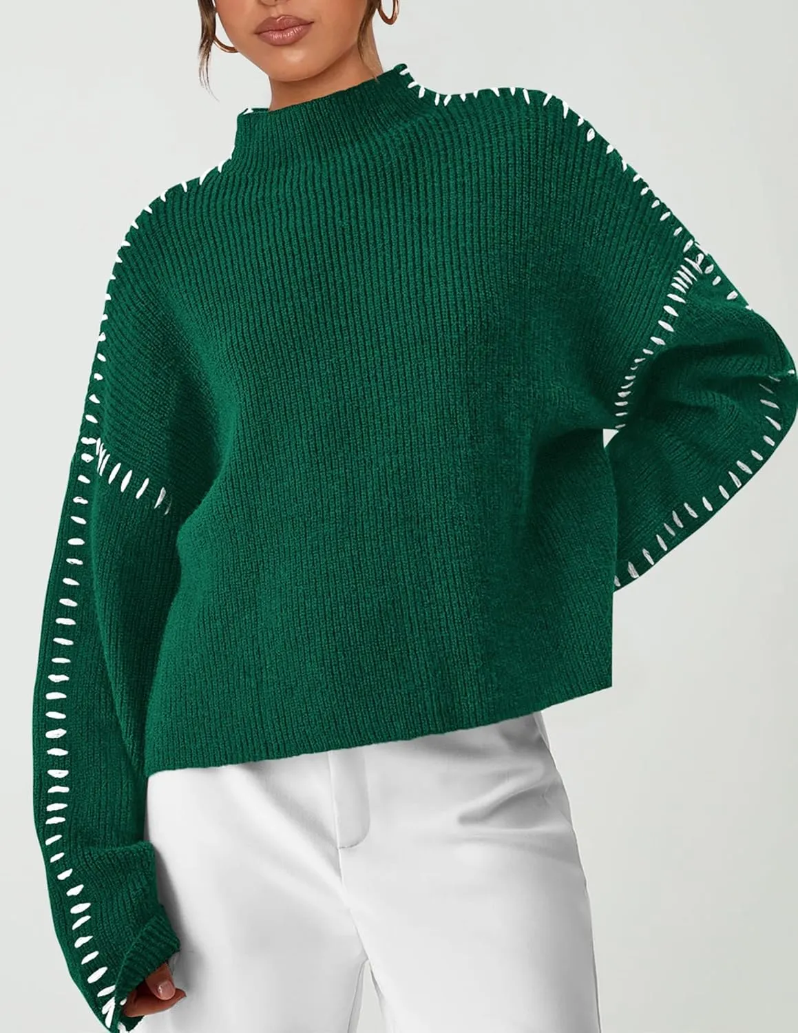 PRETTYGARDEN Women's Chunky Knit Winter Sweaters Casual Long Sleeve Mock Neck Oversized Loose Pullover Sweater Tops