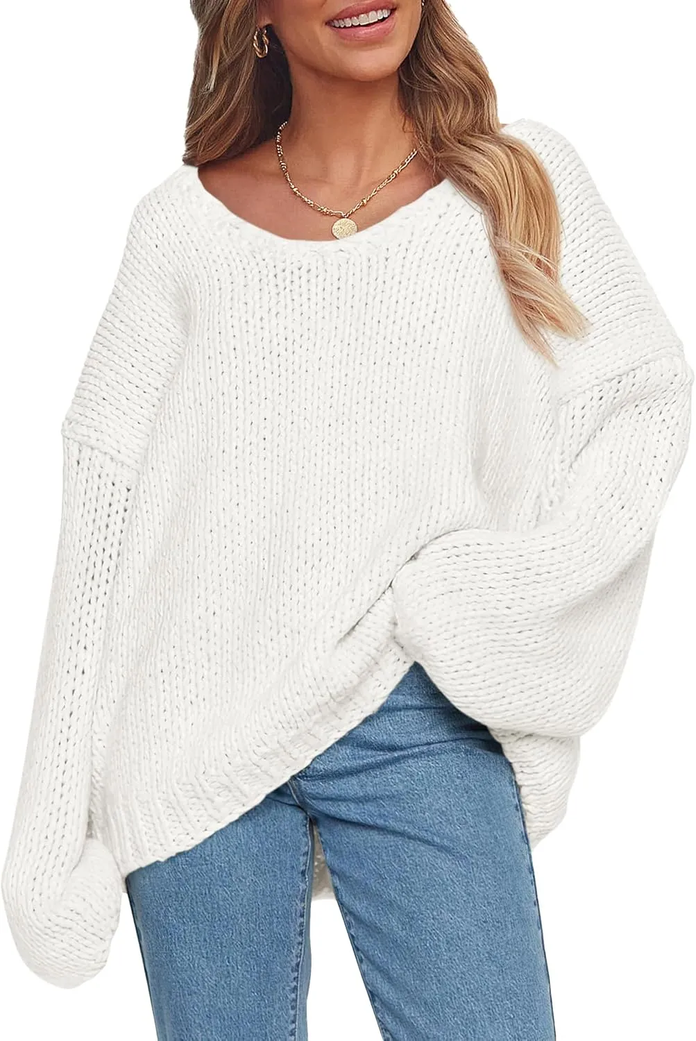 PRETTYGARDEN Womens Fall Sweaters Chunky Loose Long Sleeve V Neck Oversized Dressy Casual Knit Pullover Tops