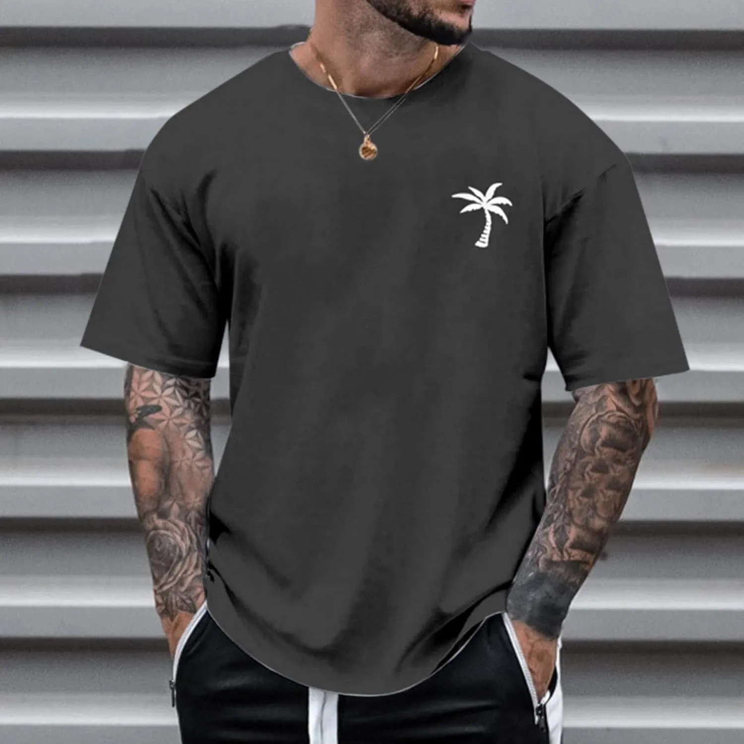 Printed Oversized T Shirt for Men 2025 Hawaiian Beach Holiday Travel T-Shirts Stylish Crewneck Summer Going Out Tops