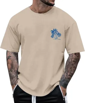 Printed Oversized T Shirt for Men 2025 Hawaiian Beach Holiday Travel T-Shirts Stylish Crewneck Summer Going Out Tops