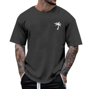 Printed Oversized T Shirt for Men 2025 Hawaiian Beach Holiday Travel T-Shirts Stylish Crewneck Summer Going Out Tops