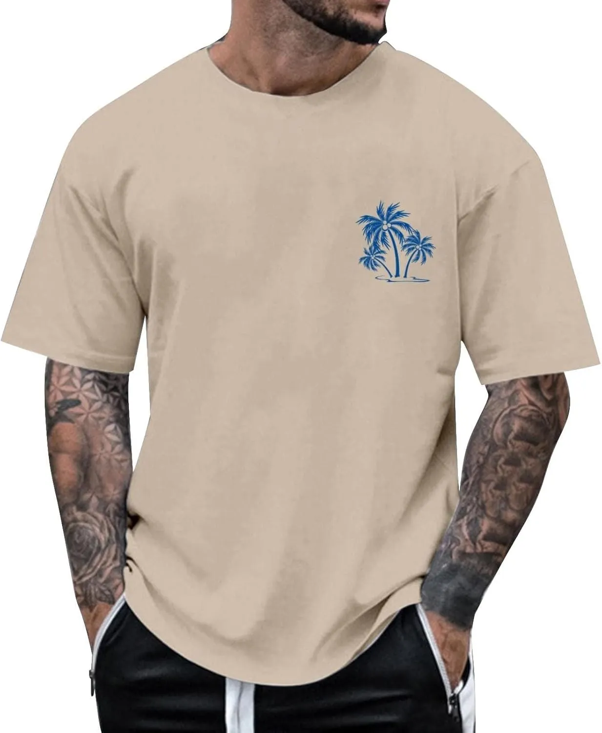 Printed Oversized T Shirt for Men 2025 Hawaiian Beach Holiday Travel T-Shirts Stylish Crewneck Summer Going Out Tops