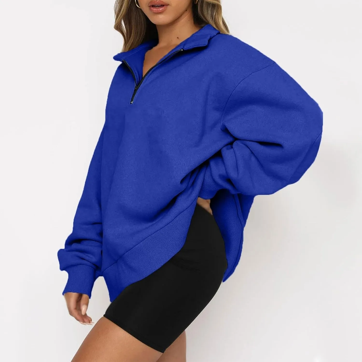 Quarter Zip Pullover for Women Fall Casual Y2k Clothes Drop Shoulder Sweaters Long Sleeve Blouses Half Zip Sweatshirt