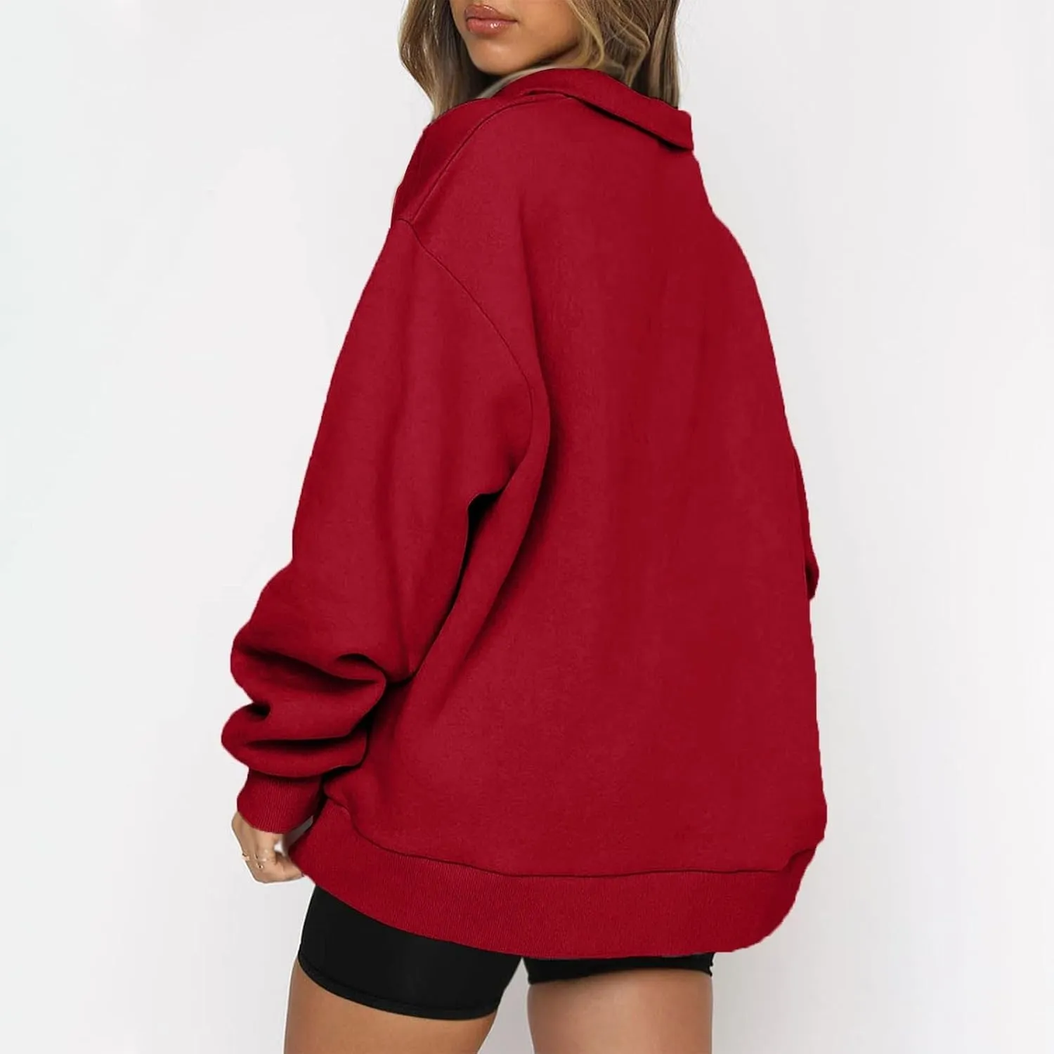 Quarter Zip Pullover for Women Fall Casual Y2k Clothes Drop Shoulder Sweaters Long Sleeve Blouses Half Zip Sweatshirt