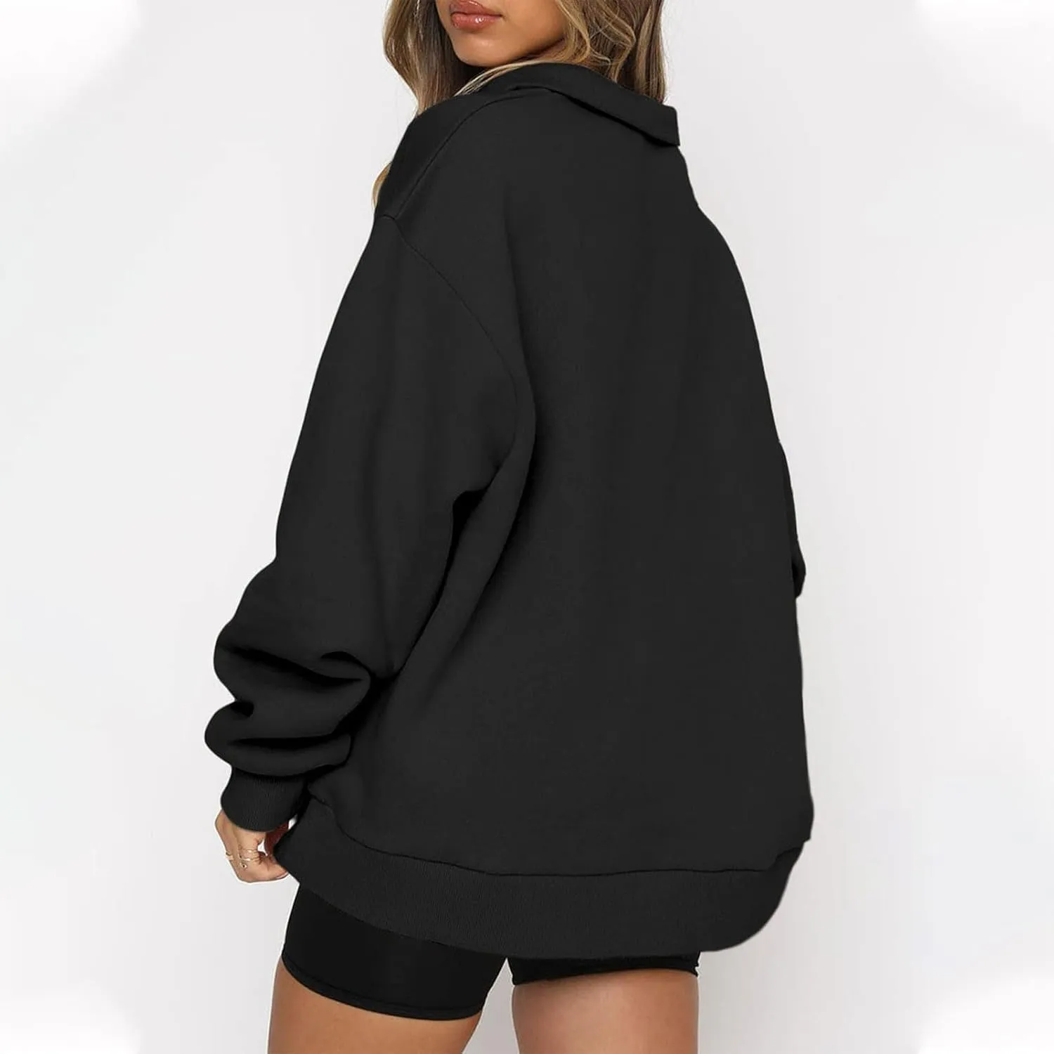 Quarter Zip Pullover for Women Fall Casual Y2k Clothes Drop Shoulder Sweaters Long Sleeve Blouses Half Zip Sweatshirt