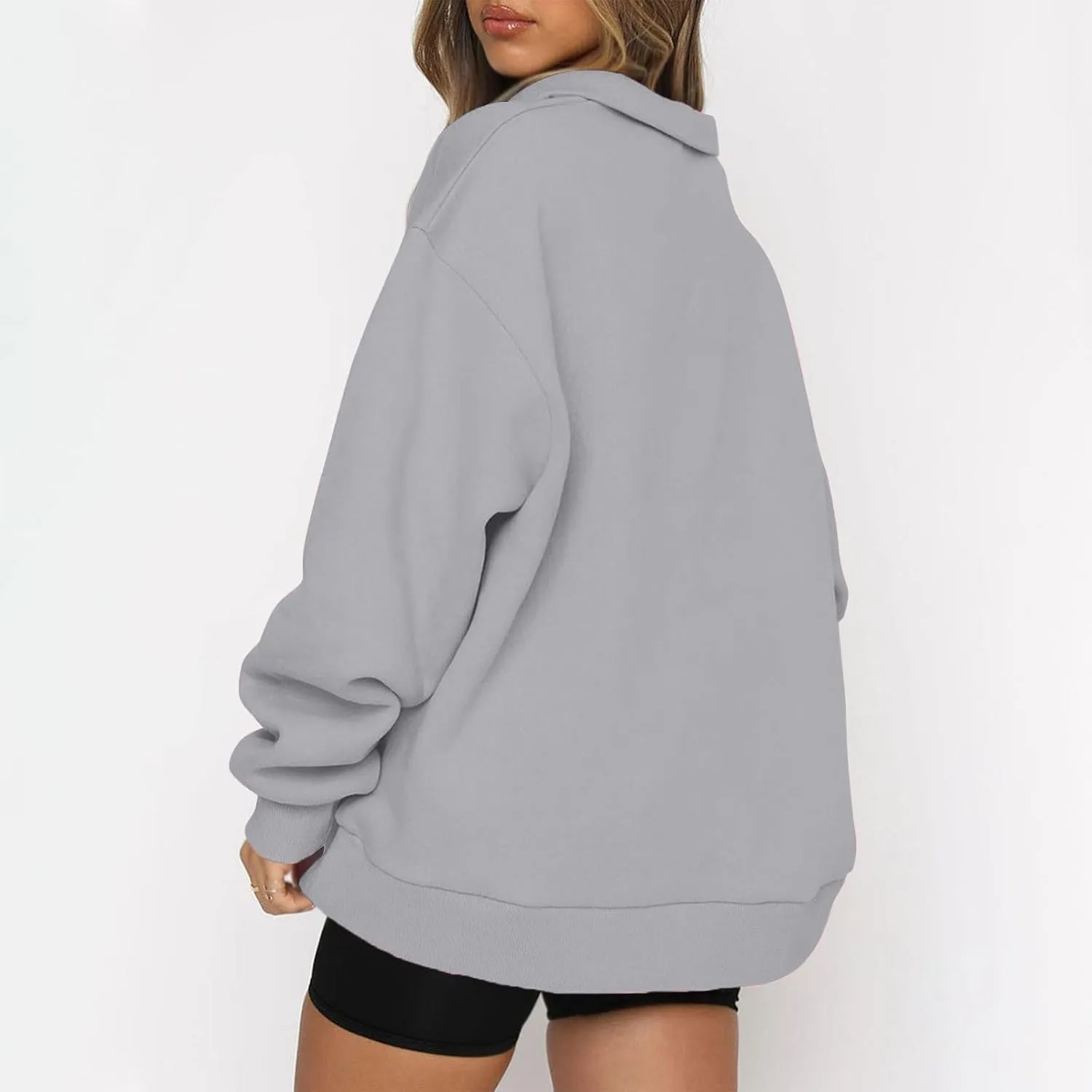 Quarter Zip Pullover for Women Fall Casual Y2k Clothes Drop Shoulder Sweaters Long Sleeve Blouses Half Zip Sweatshirt