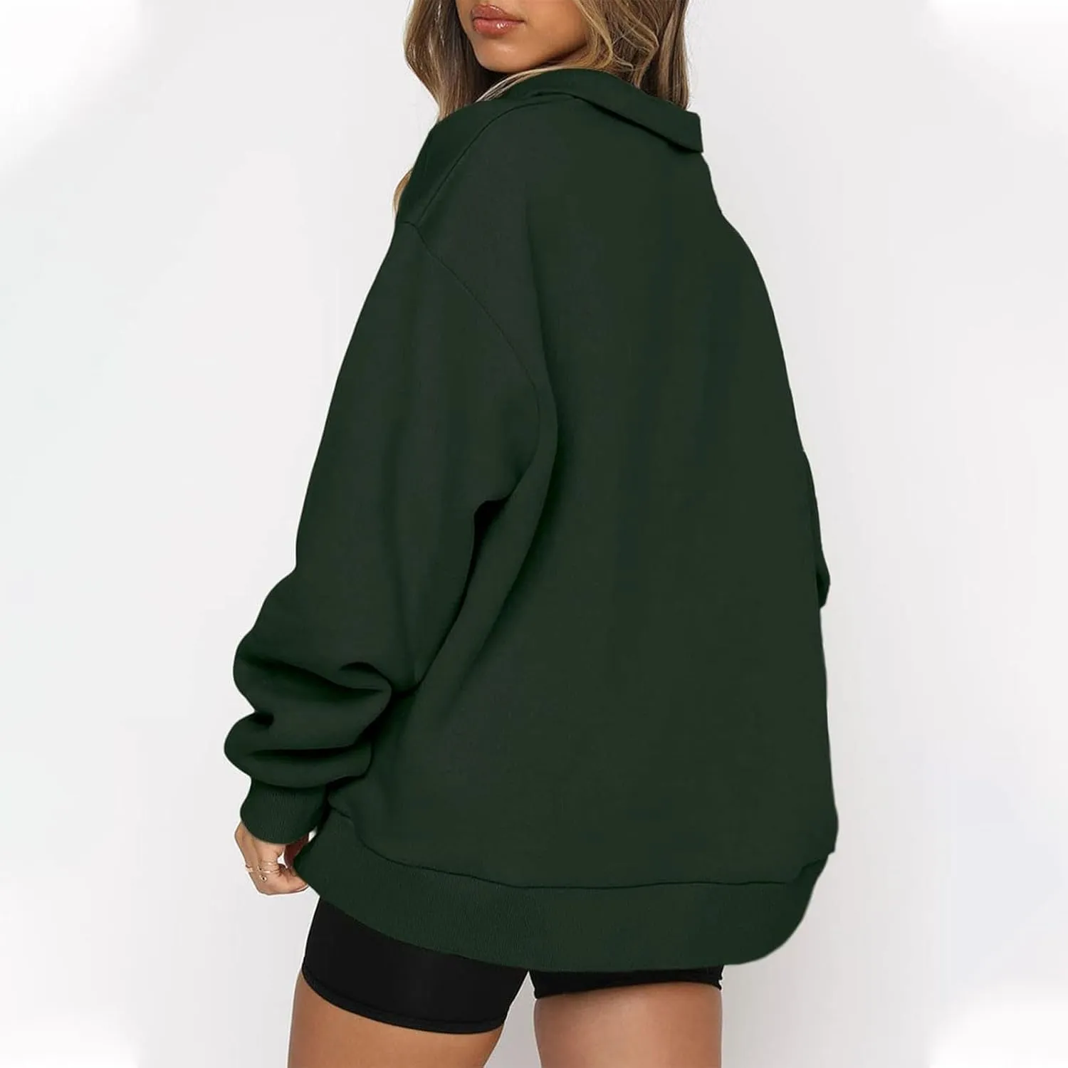 Quarter Zip Pullover for Women Fall Casual Y2k Clothes Drop Shoulder Sweaters Long Sleeve Blouses Half Zip Sweatshirt