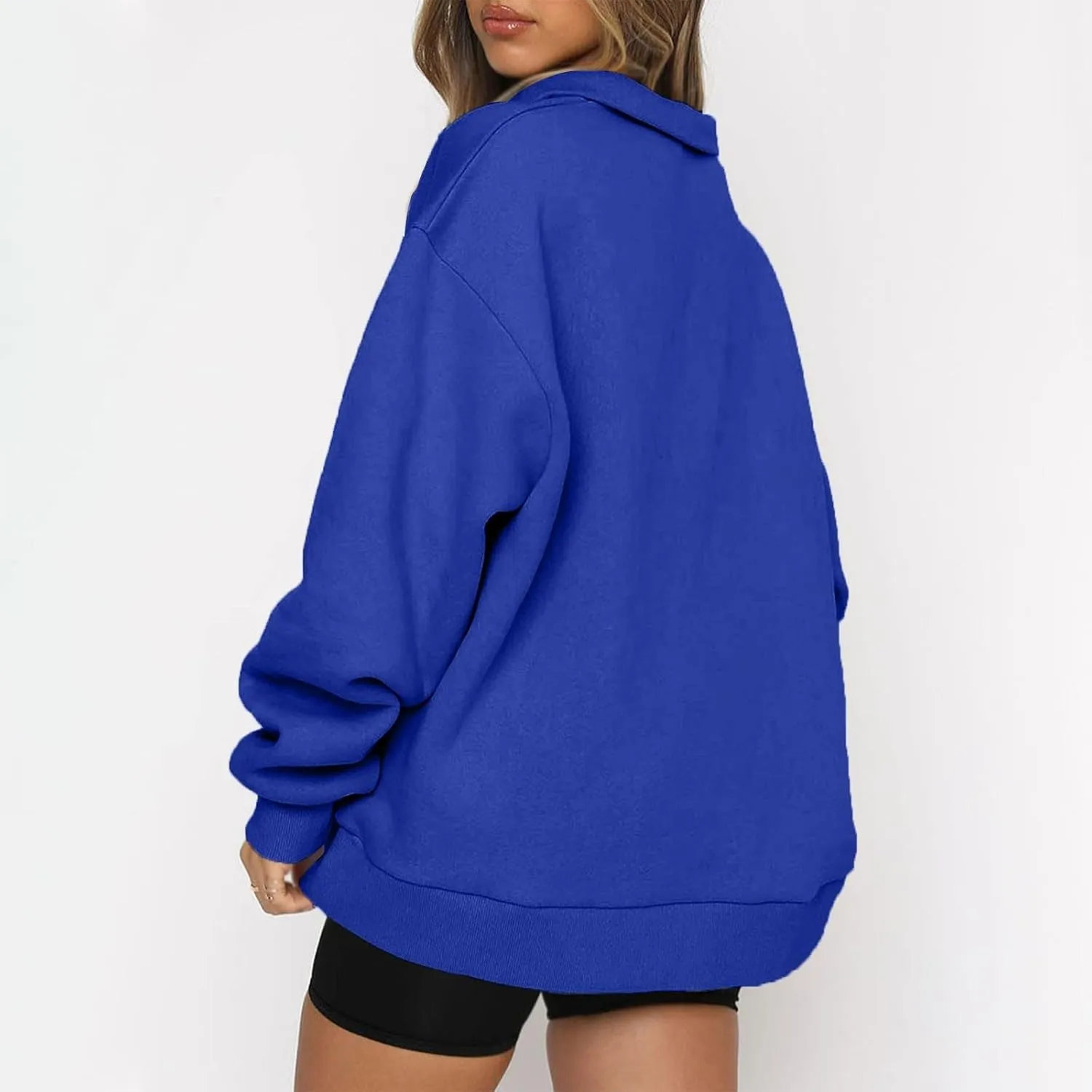 Quarter Zip Pullover for Women Fall Casual Y2k Clothes Drop Shoulder Sweaters Long Sleeve Blouses Half Zip Sweatshirt