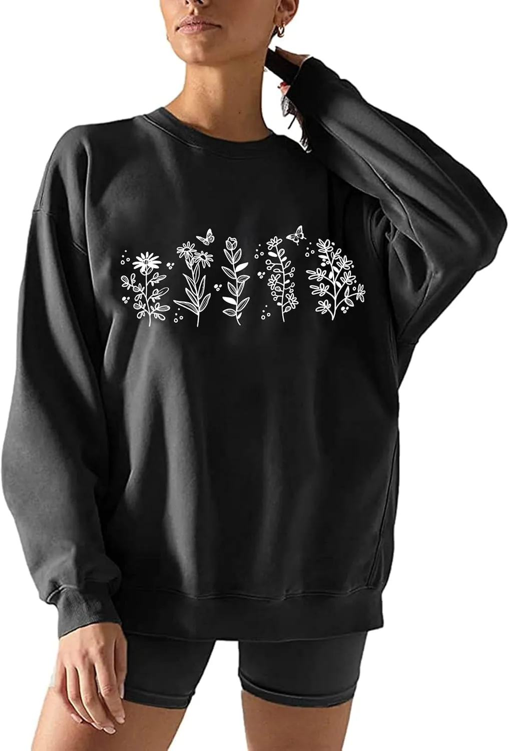 Remidoo Women's Oversized Sun and Moon Graphic Sweatshirts Long Sleeve Pullover Tops