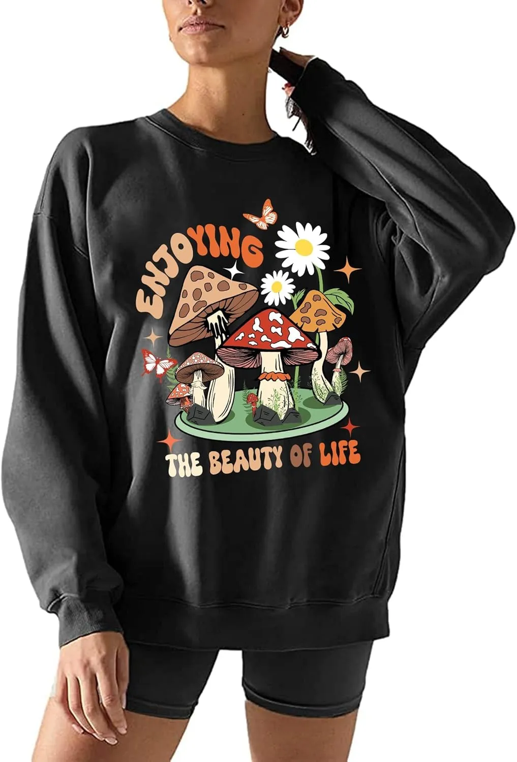 Remidoo Women's Oversized Sun and Moon Graphic Sweatshirts Long Sleeve Pullover Tops