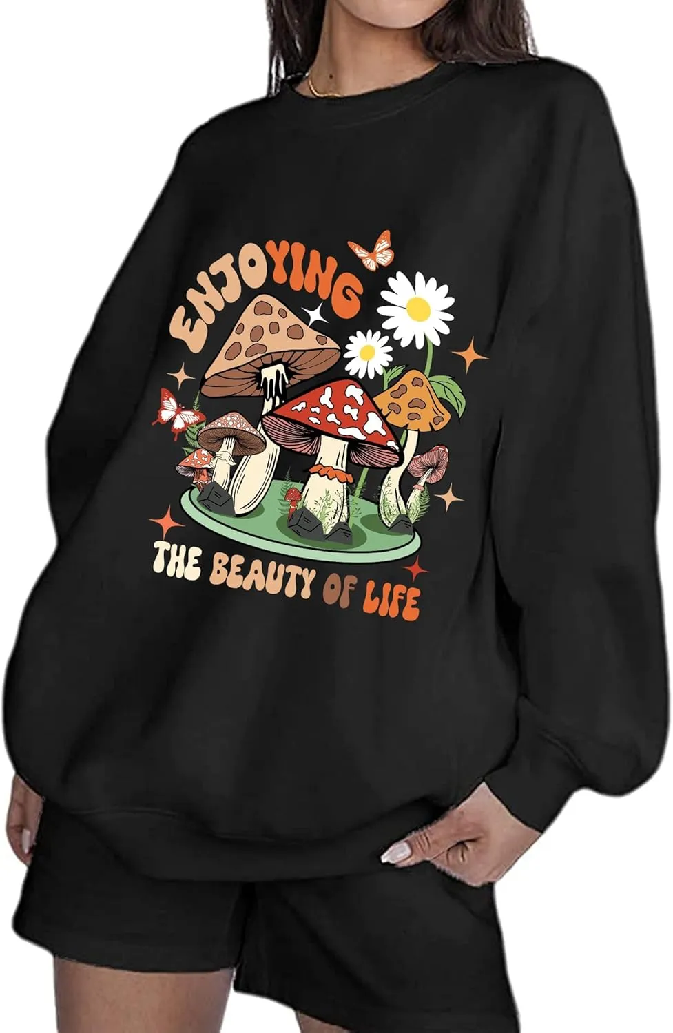 Remidoo Women's Oversized Sun and Moon Graphic Sweatshirts Long Sleeve Pullover Tops