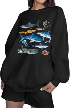 Remidoo Women's Oversized Sun and Moon Graphic Sweatshirts Long Sleeve Pullover Tops