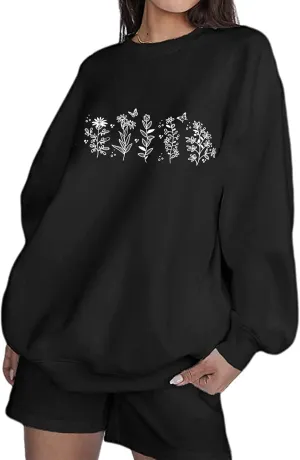 Remidoo Women's Oversized Sun and Moon Graphic Sweatshirts Long Sleeve Pullover Tops