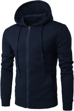 Solid Color Cardigan Men Casual Hooded Jacket Zipper Sports Outwear Drawstring Workout Jackets Plus Size Light Shirt