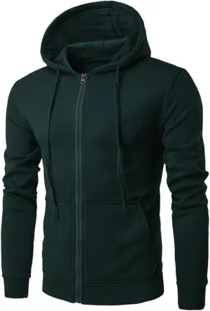 Solid Color Cardigan Men Casual Hooded Jacket Zipper Sports Outwear Drawstring Workout Jackets Plus Size Light Shirt