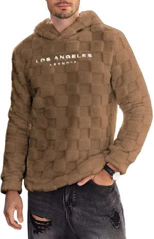 SOLY HUX Hoodies for Men Graphic Fuzzy Sherpa Pullover Hoodie Long Sleeve Winter Fleece Hooded Sweatshirt