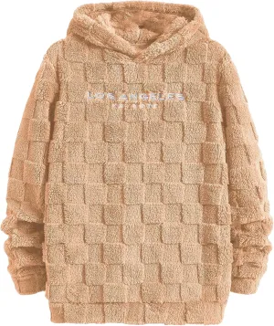 SOLY HUX Hoodies for Men Graphic Fuzzy Sherpa Pullover Hoodie Long Sleeve Winter Fleece Hooded Sweatshirt