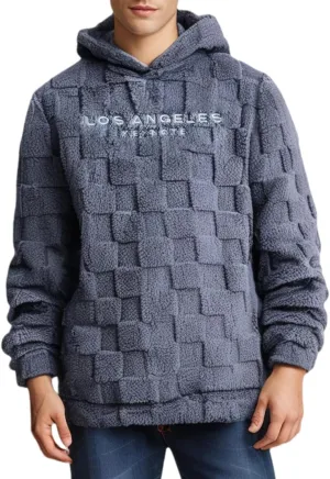 SOLY HUX Hoodies for Men Graphic Fuzzy Sherpa Pullover Hoodie Long Sleeve Winter Fleece Hooded Sweatshirt