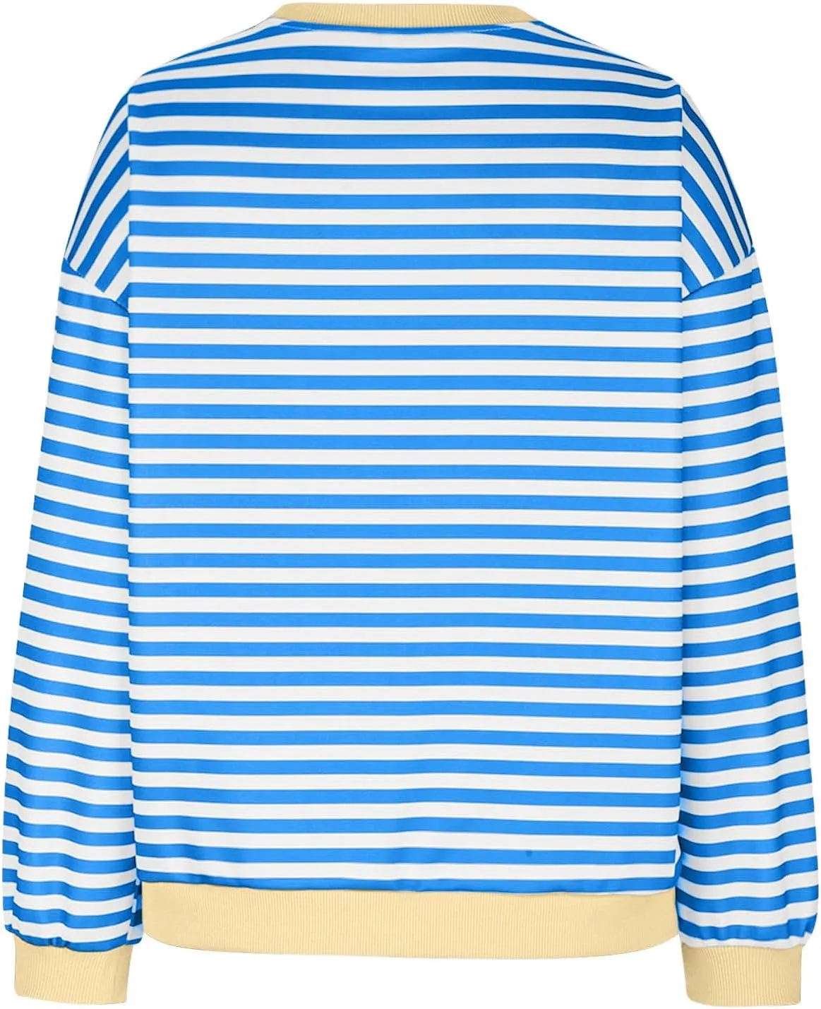 Striped Color Block Sweatshirt for Women Oversized Casual Crewneck Tops Long Sleeve Fleece Fashion Loose Fit Sweater