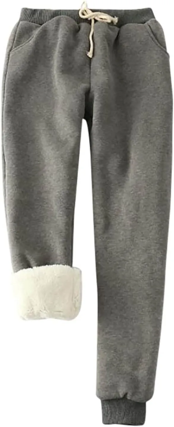 Sweatpants Women Joggers Sherpa Fleece Lined Pants Drawstring Waist Sweatpants Warm Pants Plus Size Outdoor Joggers