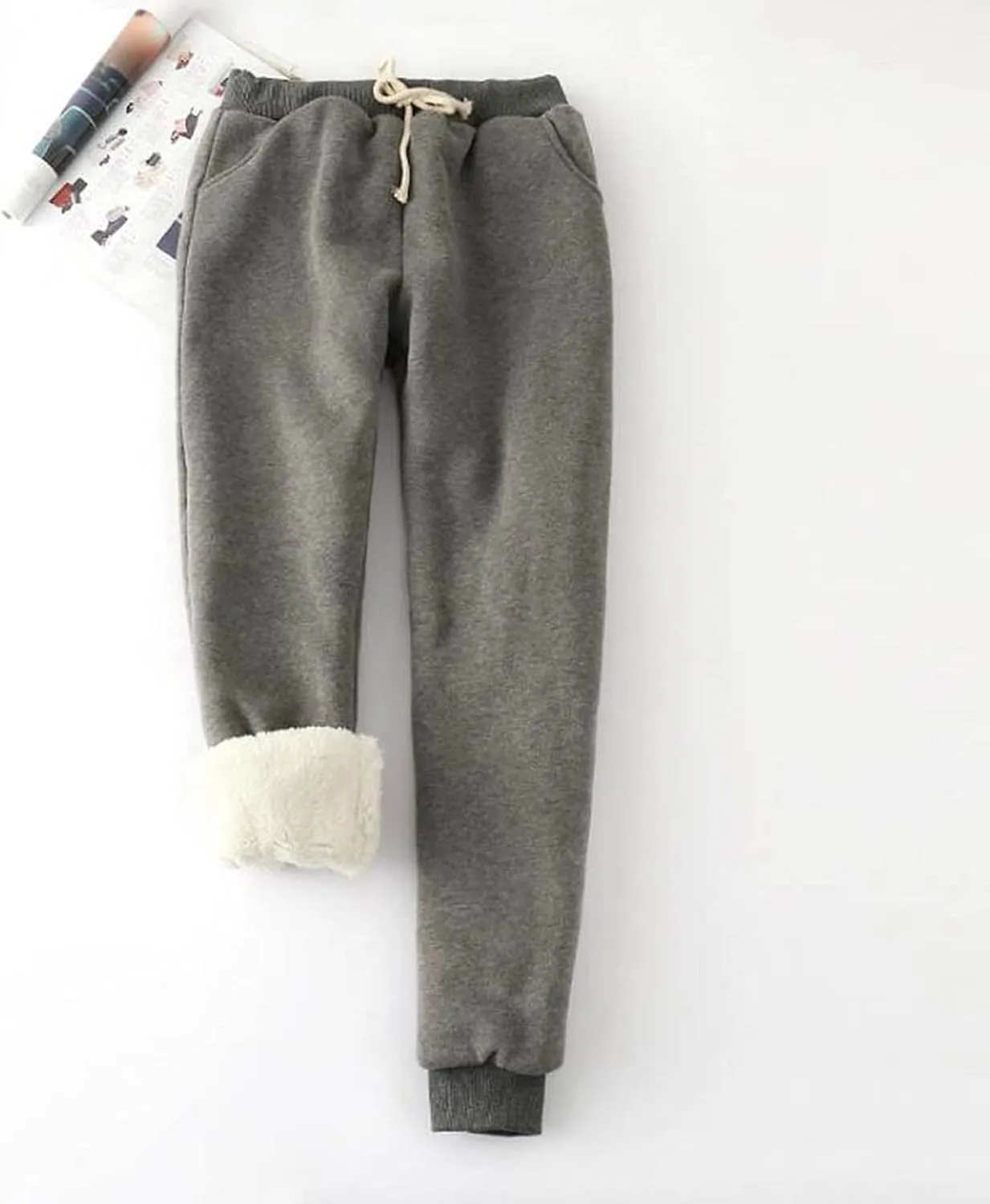 Sweatpants Women Joggers Sherpa Fleece Lined Pants Drawstring Waist Sweatpants Warm Pants Plus Size Outdoor Joggers