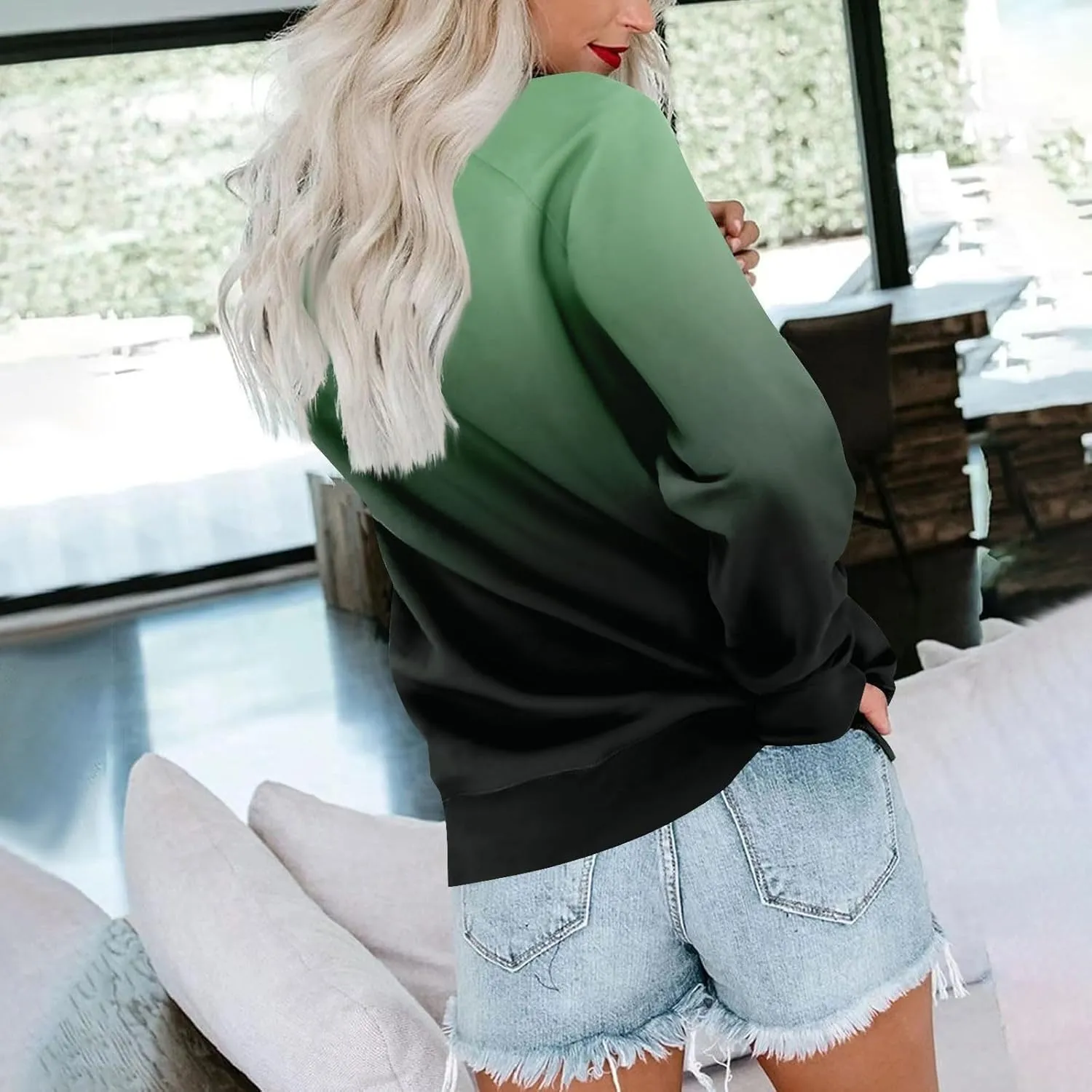 Sweatshirt for Women Fall Fashion Long Sleeve Crewneck T-shirt Loose Comfortable Pullover Hoodless Sweatshirts with Pockets