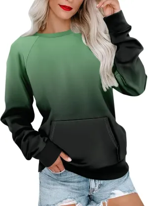 Sweatshirt for Women Fall Fashion Long Sleeve Crewneck T-shirt Loose Comfortable Pullover Hoodless Sweatshirts with Pockets