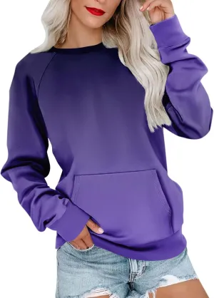 Sweatshirt for Women Fall Fashion Long Sleeve Crewneck T-shirt Loose Comfortable Pullover Hoodless Sweatshirts with Pockets