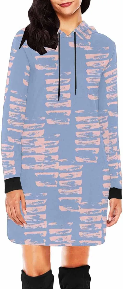 Sweatshirt For Women Light Blue Decorative Elements Womens Sweatshirt Dress Long Sleeve Hoodies Mini Dresses Casual Hoodie