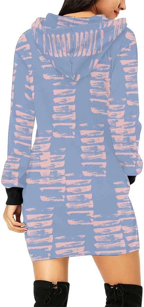 Sweatshirt For Women Light Blue Decorative Elements Womens Sweatshirt Dress Long Sleeve Hoodies Mini Dresses Casual Hoodie