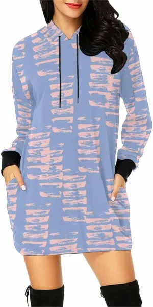Sweatshirt For Women Light Blue Decorative Elements Womens Sweatshirt Dress Long Sleeve Hoodies Mini Dresses Casual Hoodie