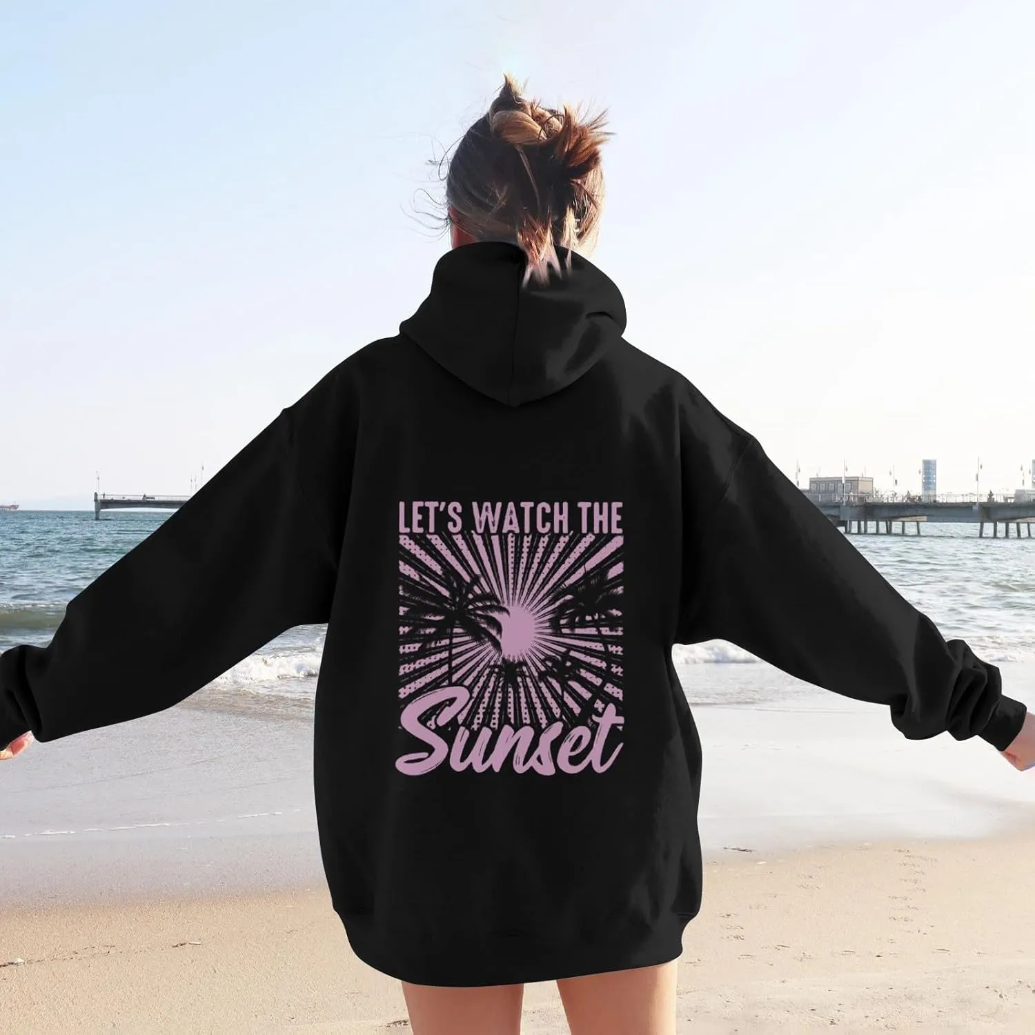 Sweatshirts For Teen Girls Long Sleeve Letter Print Casual Graphic Hoodies Drawstring Pullover Cute S, XXL