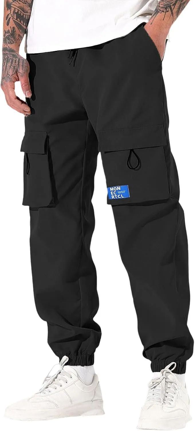 Tactical Cargo Pants for Men Lightweight Breathable Pants Relaxed Fit Drawstring Joggers Outdoor Fishing