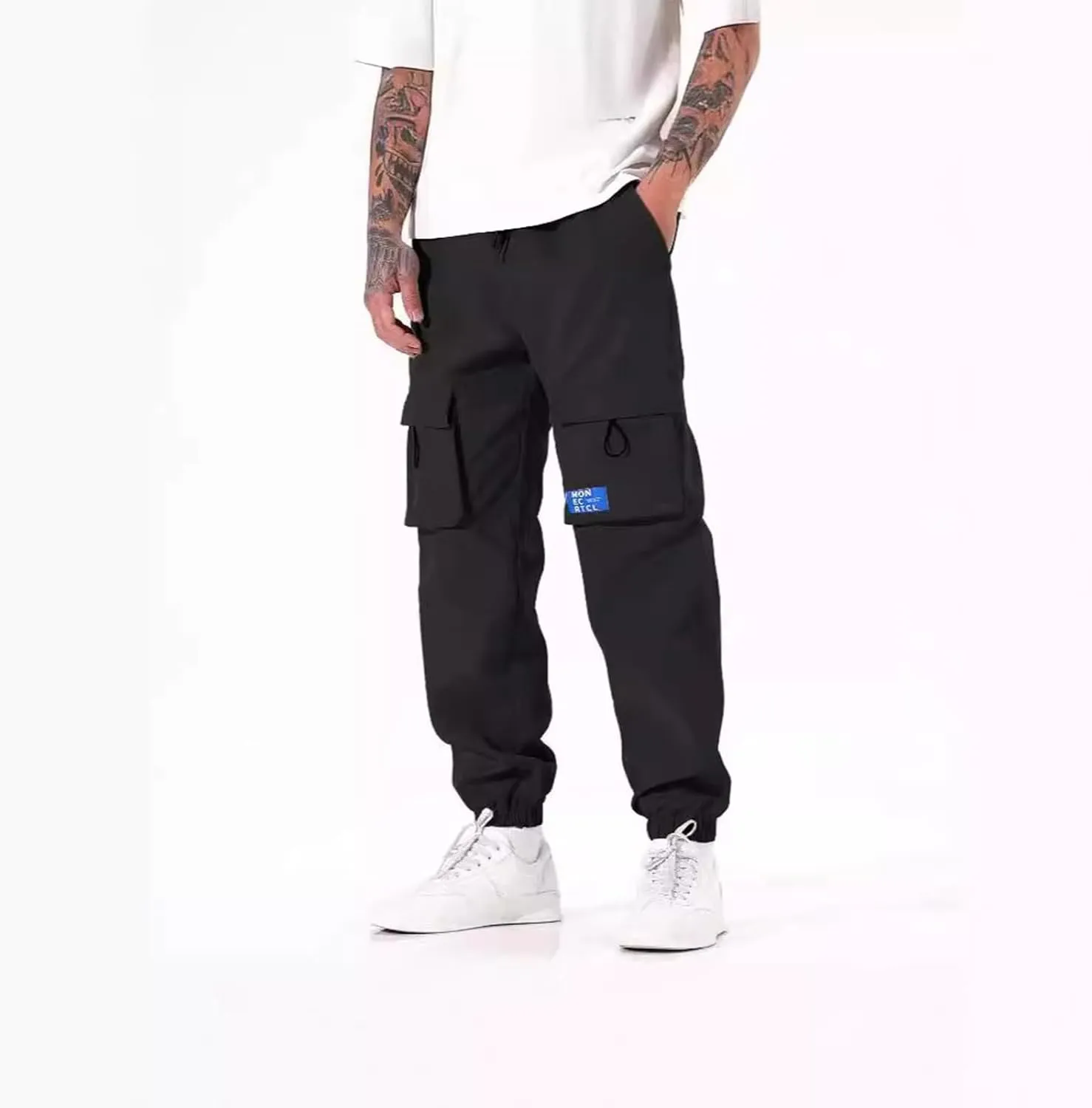 Tactical Cargo Pants for Men Lightweight Breathable Pants Relaxed Fit Drawstring Joggers Outdoor Fishing