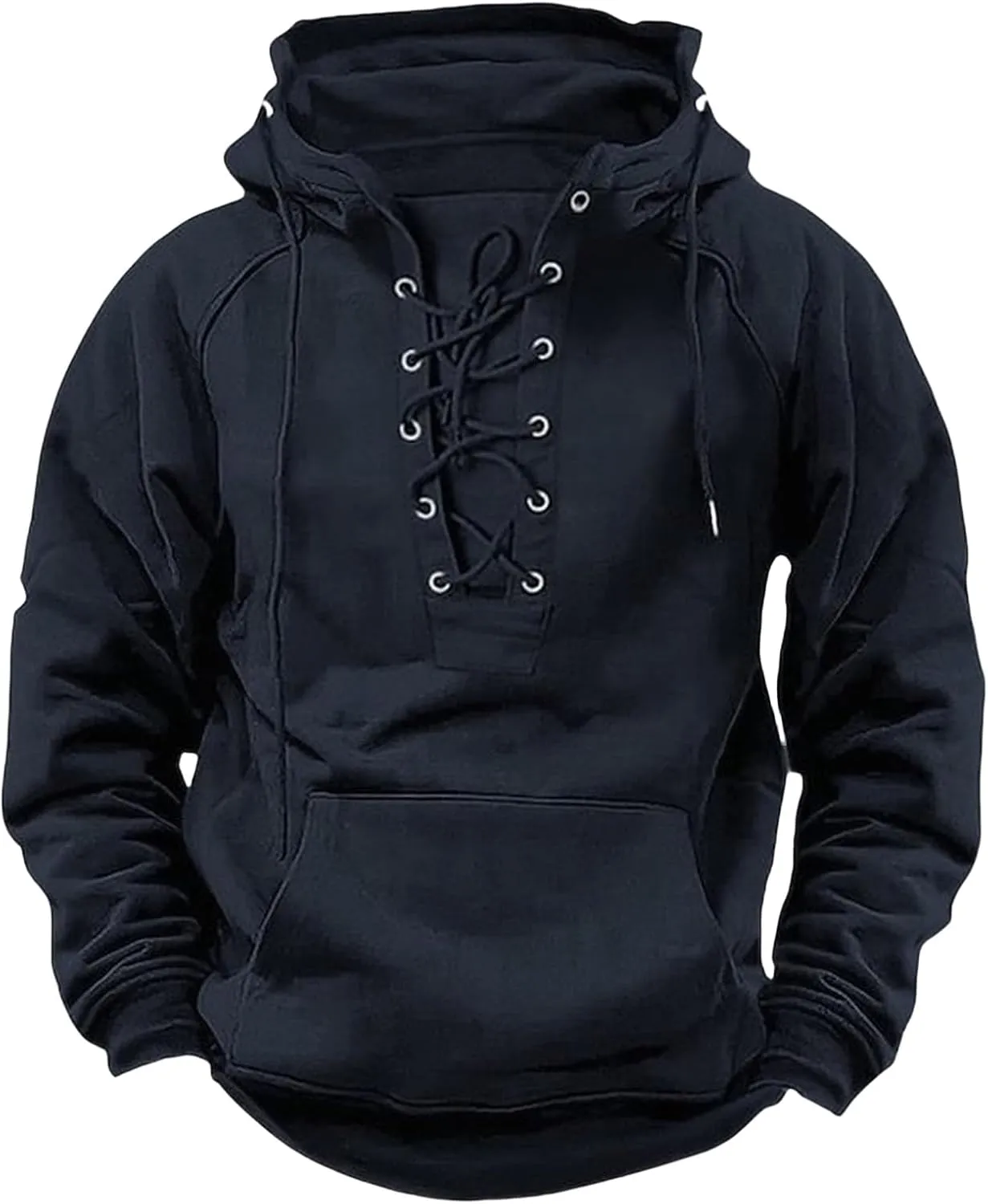 Tactical Hoodies for Men Rotro Lace Up Hooded Pullover Gym Athletic Loose Hooded Sweatshirts Jackets Cargo Hoodie Men