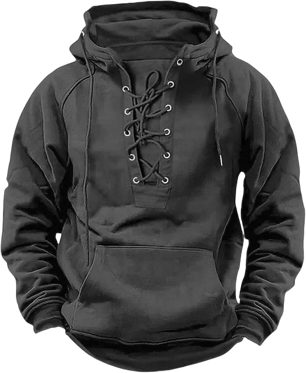 Tactical Hoodies for Men Rotro Lace Up Hooded Pullover Gym Athletic Loose Hooded Sweatshirts Jackets Cargo Hoodie Men