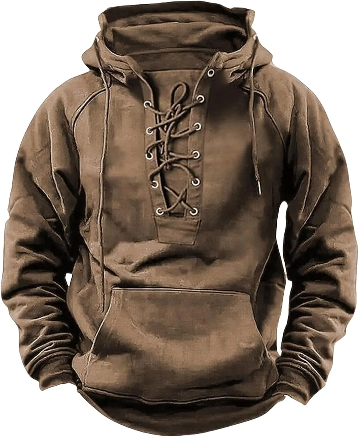Tactical Hoodies for Men Rotro Lace Up Hooded Pullover Gym Athletic Loose Hooded Sweatshirts Jackets Cargo Hoodie Men