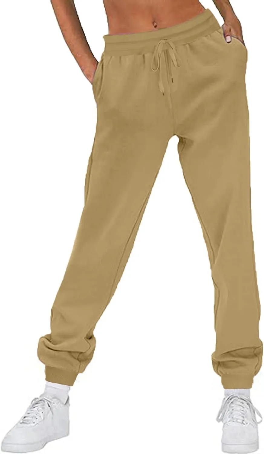 TANGNADE Fleece Lined Sweatpants Women Drawstring Joggers with Pockets High Waisted Thermal Winter Warm Pants