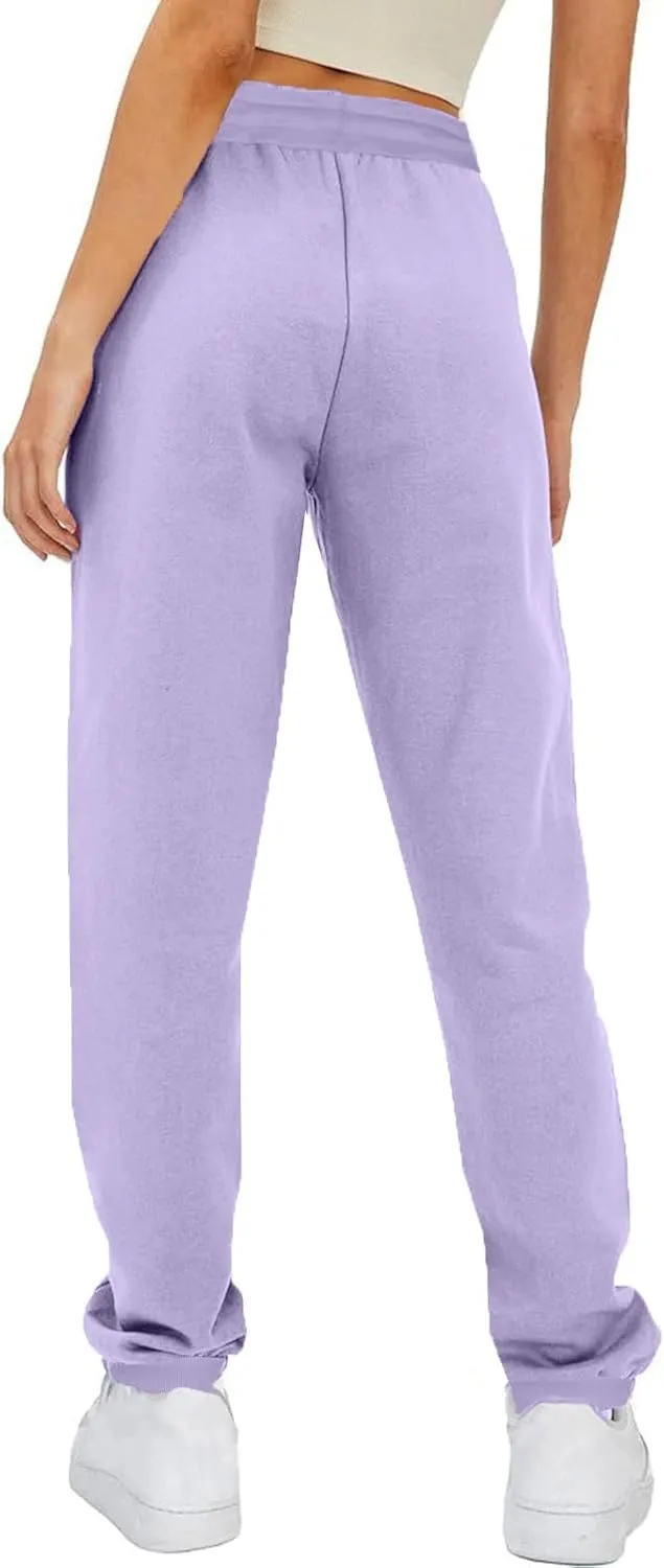 TANGNADE Fleece Lined Sweatpants Women Drawstring Joggers with Pockets High Waisted Thermal Winter Warm Pants